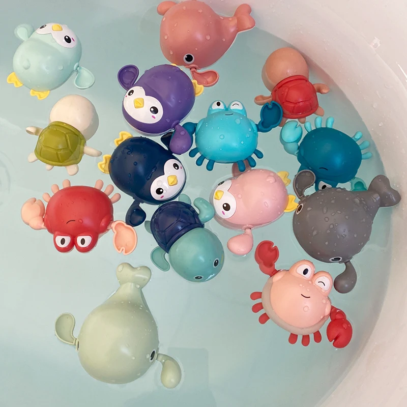 

1 PCS Cute Cartoon Animal Tortoise Classic Baby Water Toy Infant Swim Turtle Wound-up Chain Clockwork Kids Beach Bath Toys Gifts