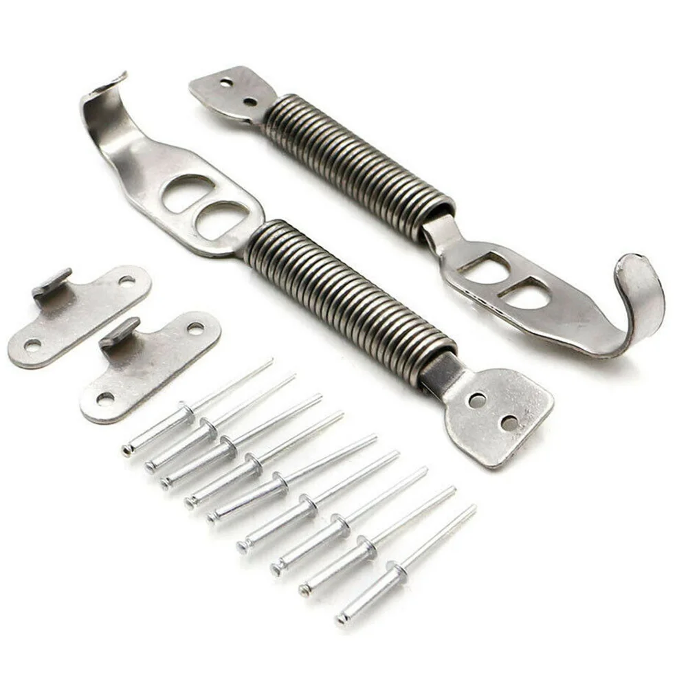 

5PCS Universally Stainless Steel Car Mount Bonnet Hook Pin Lock Kit Latch Spring Fastener Automobile Boot Spring Retractor