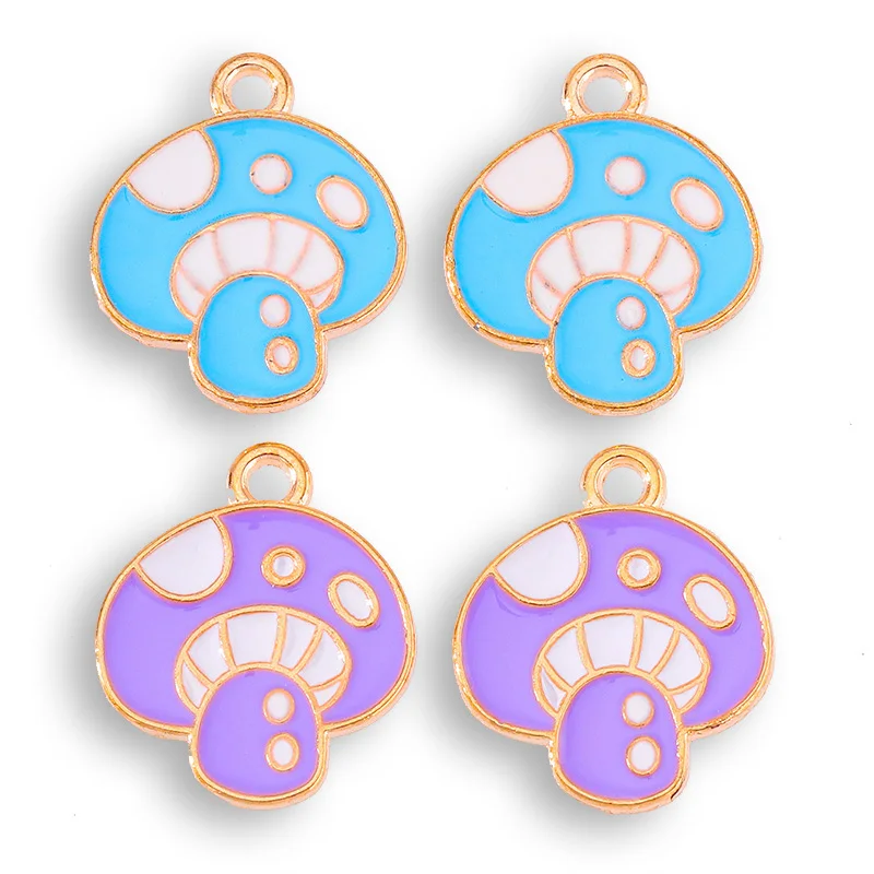 

Peixin Cute Enamel Color Purple Blue Mushroom Alloy Pendant for Couple Necklace Earrings DIY Jewelry Making Charm Wholesale