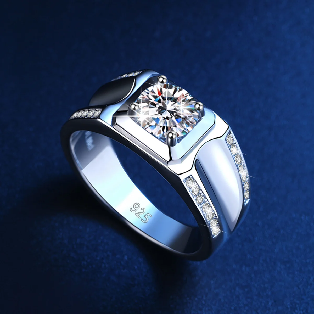 

Szjinao Original 1ct D Color 925 Sterling Silver Moissanite Ring Man Hypoallergenic Wedding Banquet Fine Jewelry 2022 Trend