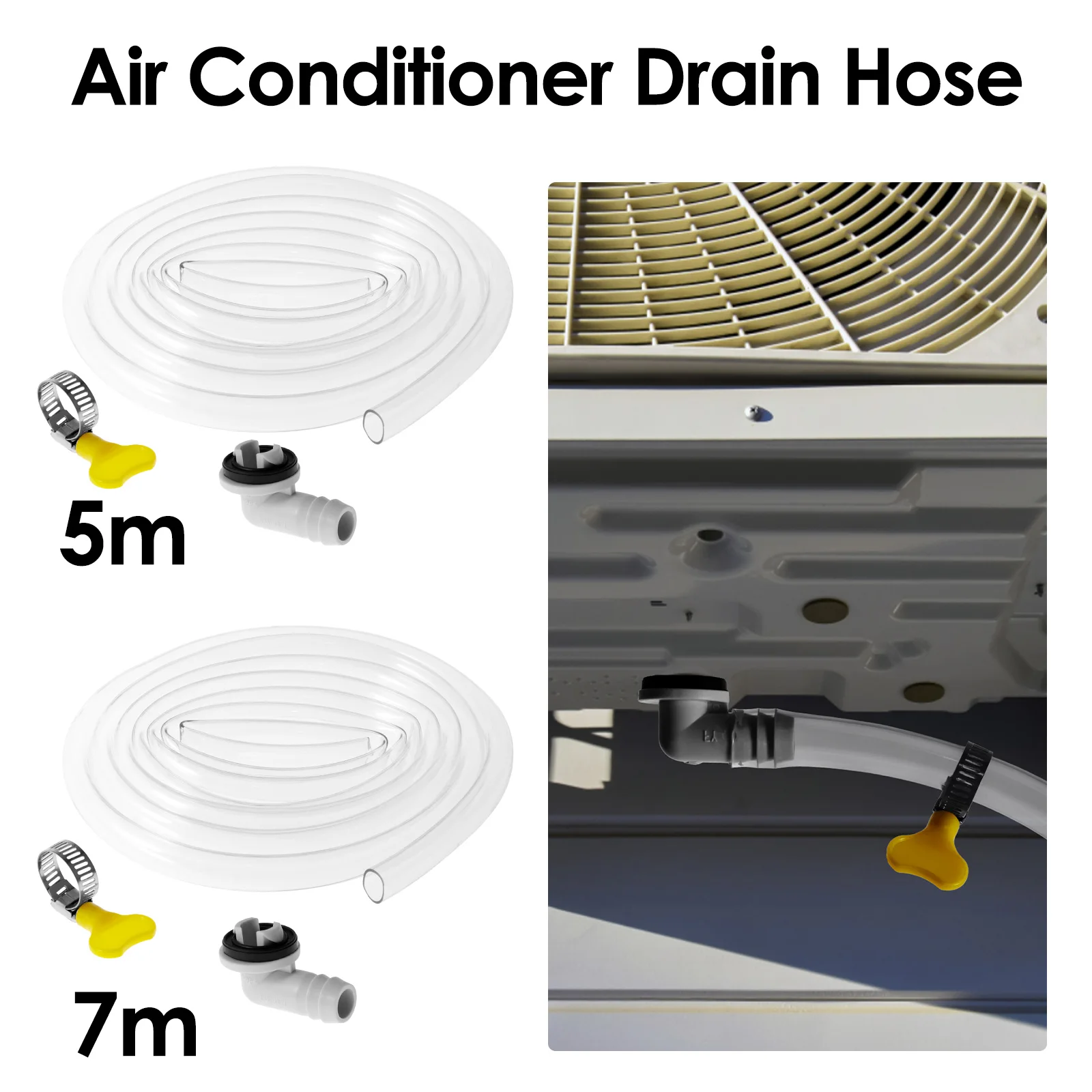 

Air Conditioner Drain Hose Kit 16.5FT/23FT Leak-Proof Air Conditioner Drain Pipe Portable AC Drain Hose Connector Clear Air