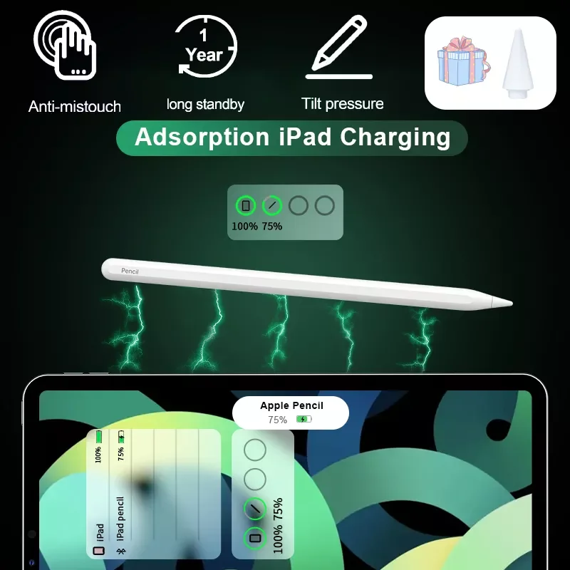 

Magnetic Wireless Charging Stylus Pen For Apple Pencil 2 1 iPad Pencil Palm Rejection Tilt Pen for iPad Air 4 5 Pro 11 12.9