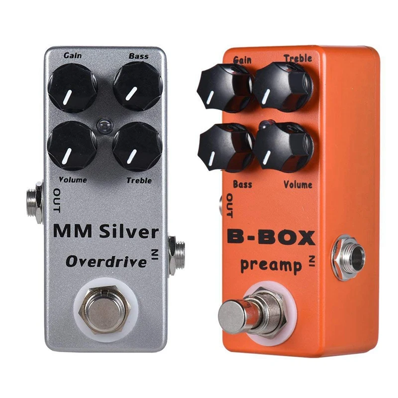 

2X MOSKY B-Box & MM Silver Electric Guitar Overdrive Effect Pedal Full Metal Shell True Bypass