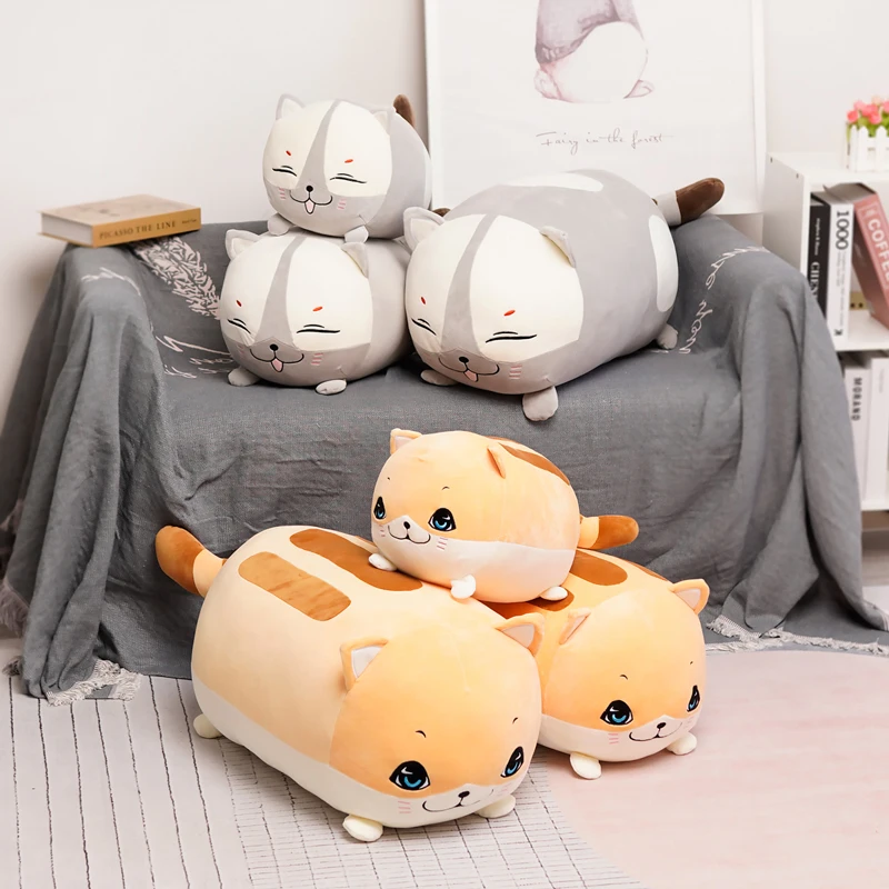 

50-80cm Cute Stuffed Bread Cat Plush Toy Cartoon Animal Cat Doll Soft Office Lunch Break Nap Sleeping Pillow Cushion Girls Gift