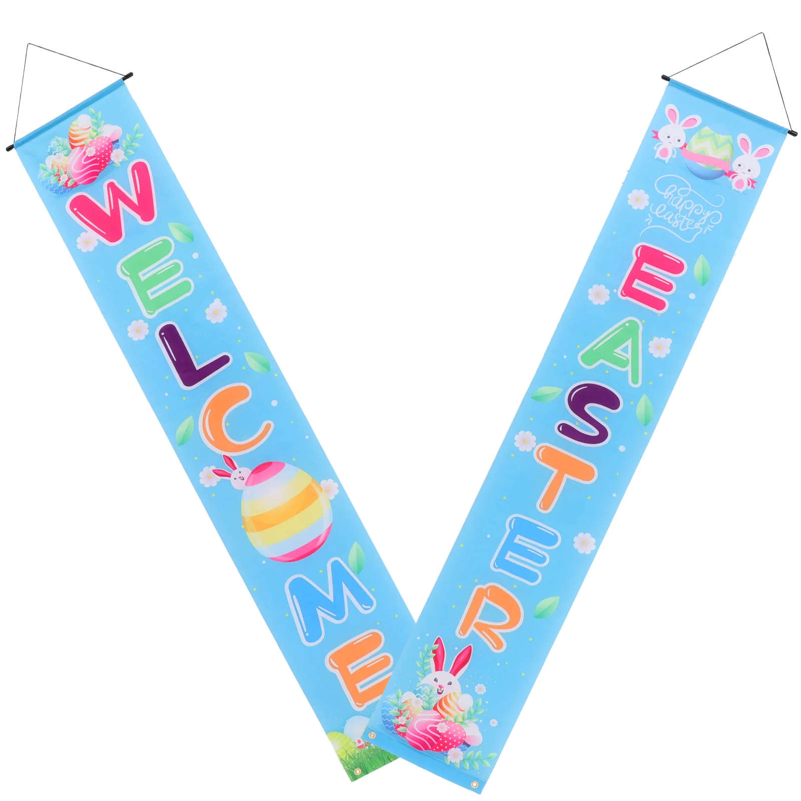 

Easter Door Sign Porch Banner Welcome Happy Spring Couplets Decorations Party Egg Hanging Decoration Themed Banners Couplet