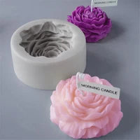 3d peony flower silicone candle mold diy tulip plaster mold rose scented candle fondant cake mold home decoration craft gift