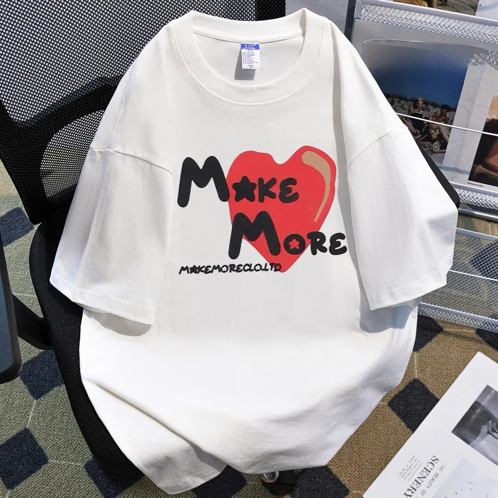 American Love Letter Print Short sleeve T-shirt Men and Women Summer Heavy Cotton Loose Fashion Brand Oversize Top