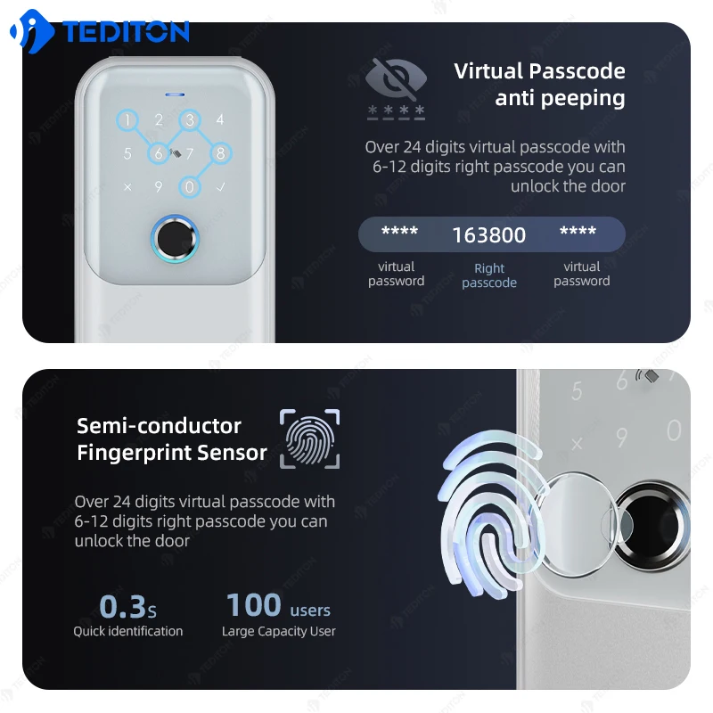 Фото Tediton TTlock Candado Con Huella, цифровой сейф для ключей с отпечатками пальцев, защитный замок с ключом и кодовым замком №3