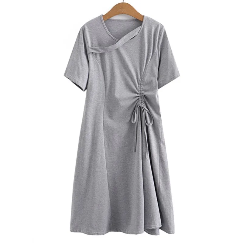 

Женское летнее платье с боковым шнурком, модель 2023 года, цельнокроеное платье большого размера