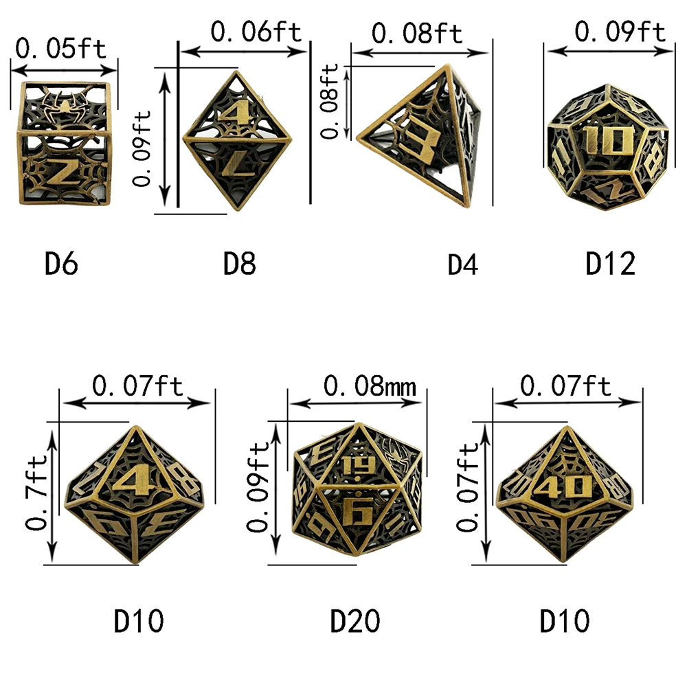 D &amp игральные кости полые латунные металлические многогранные NDN + Набор для