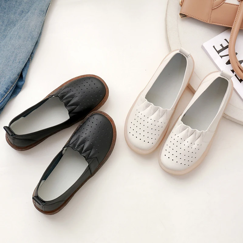 Women Flats Shoes 2021 New Fashion Summer Slip On Flat Heel Shoes For Woman Black Basic Flats 35-40