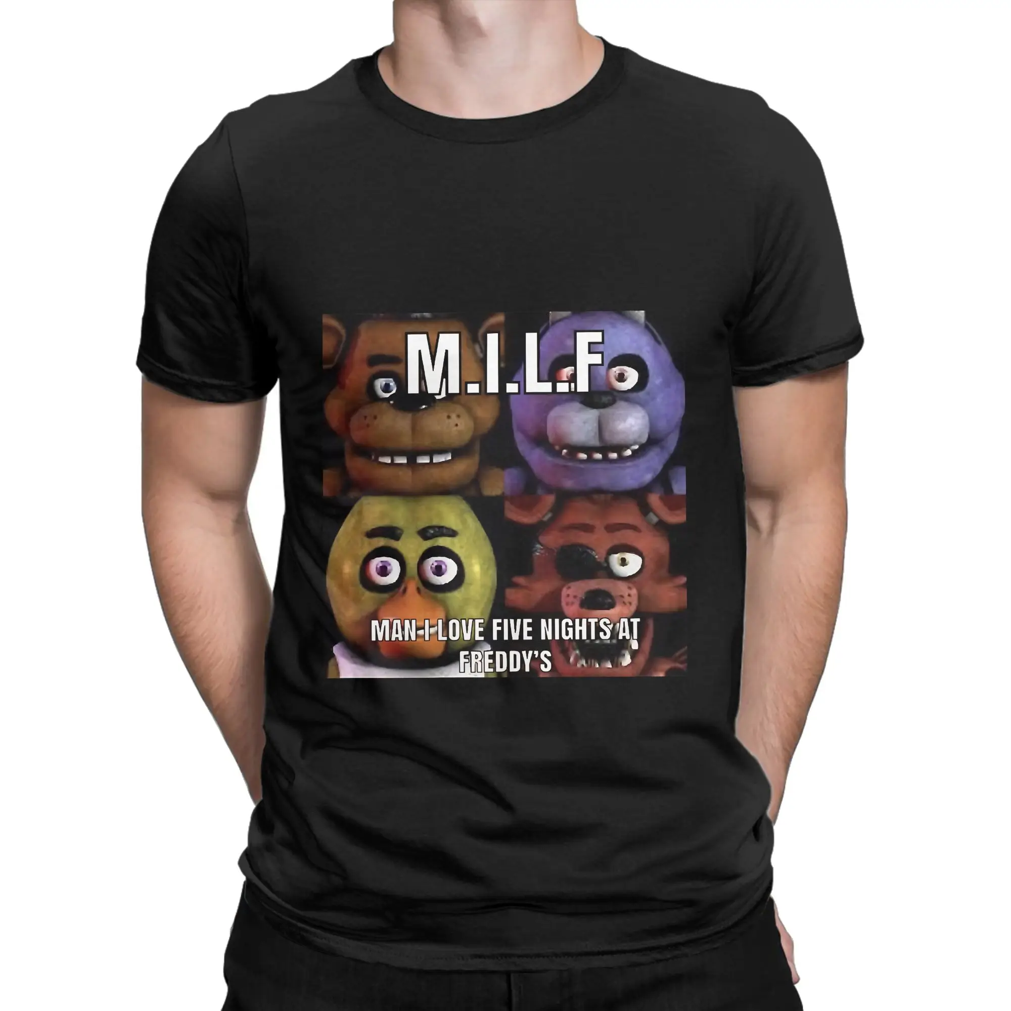 Фото Футболка из 100% хлопка с принтом «MILF Man I Love Five Nights At Freddy's», FNAF, для мужчин №1