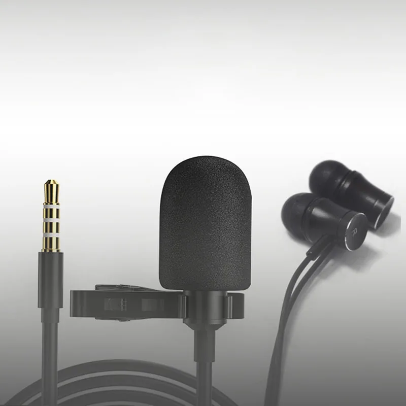 Петличный микрофон в комплекте со встроенными наушниками для фильтрации шума