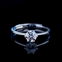 high quality 925 sterling silver six prong zircon ring for women aaa bling cubic zircon adjustable lady rings wedding jewelry