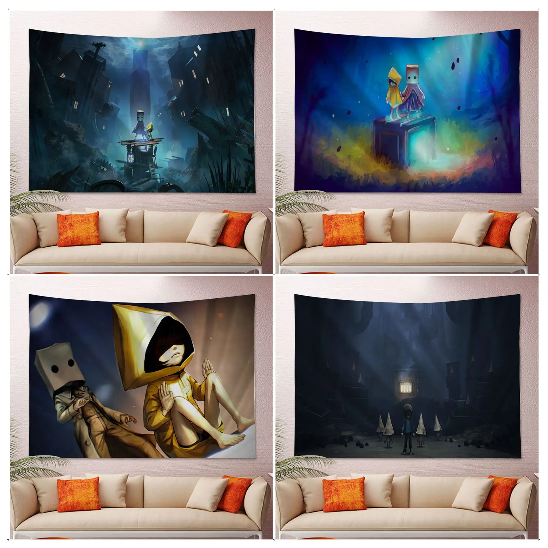 

Little Nightmare Colorful Tapestry Wall Hanging Japanese Wall Tapestry Anime Japanese Tapestry