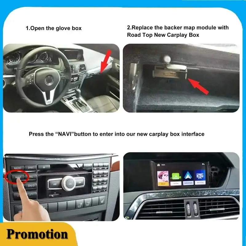 Фото Портативный беспроводной модуль CarPlay и Android Auto для Mercedes Benz A, B, C, E, CLA, GLA, GLK, ML класса, модуль Becker для системы NTG4.5 №1