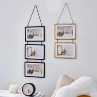 creative wall photo frame metal glass hanging picture frames living room bedroom wall decoration photo frames for home decor