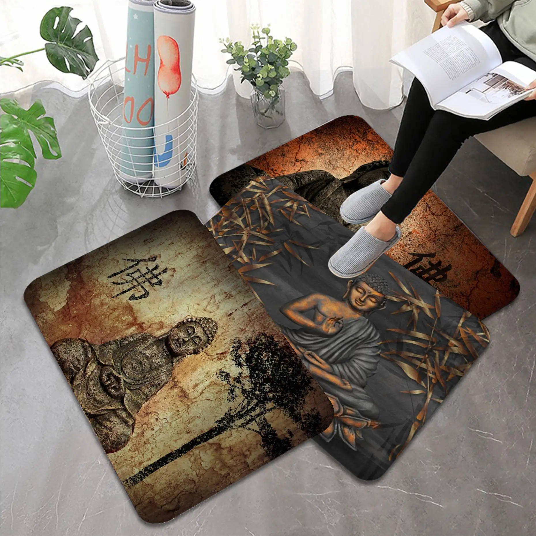 

Indian Buddha Meditation Hallway Carpet Kids Room Bedroom Decoration Balcony Anti-Slip Doormat Living Room Welcome Doormat