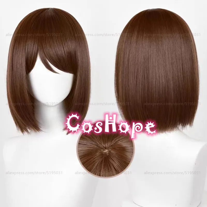 Парик для косплея джутсу кайсена э ИРИ шоко, термостойкие синтетические волосы для косплея аниме, 32 см, с коротким Бобом, коричневый