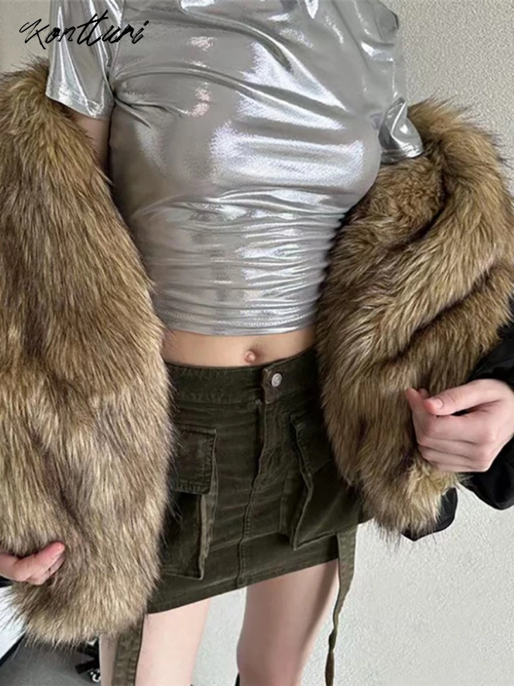 Kontturi зимняя куртка-пуховик женская 2024 лоскутная эластичная пуховая куртка с