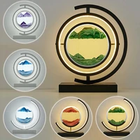 18w led remote control bedside table lamp 3d quicksand art sand scene dynamic round glass hourglass kids bedroom night light