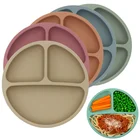 Детские блюда, силиконовая детская чаша, круглая посуда без бисфенола А с изображением смайлика, детская тренировочная обеденная тарелка для кормления, кухонная посуда с фруктами