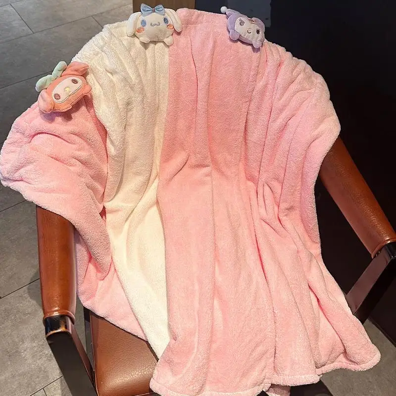 

Банное полотенце Sanrioed Velcros Cinnamoroll My Melody Kuromi, утолщенное мягкое Впитывающее банное полотенце из кораллового флиса для девушек