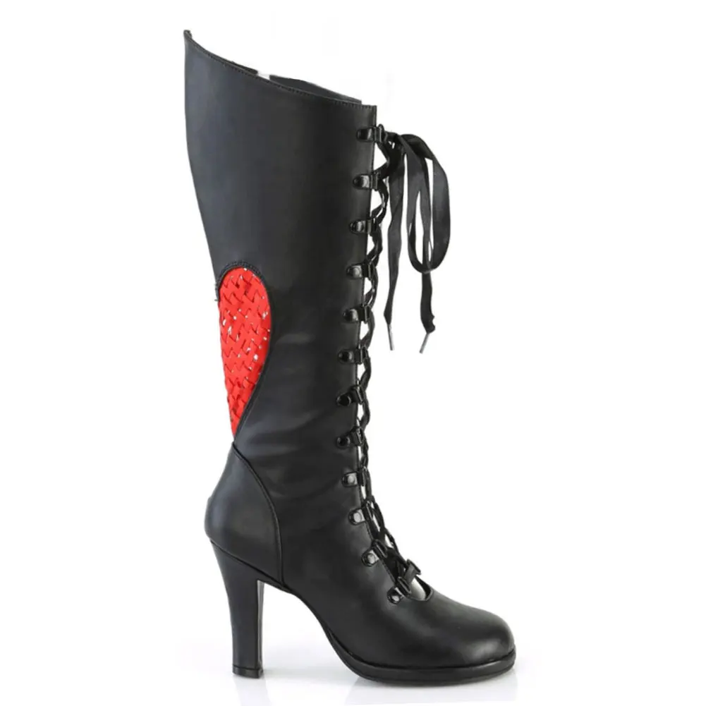 

Ботинки женские Gnazhee в готическом стиле, сапоги на высоком каблуке, на шнуровке, с переплетением в форме сердца, косплей, черные