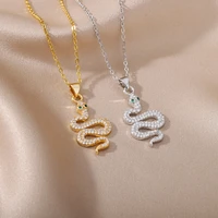 zircon snake necklaces for women punk animal plated chain choker charm necklace birthday statement jewelry bijoux gift 2022