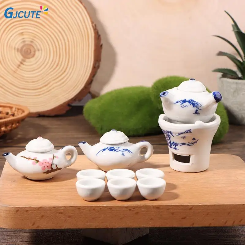 

1 Набор миниатюрный керамический чайный набор чайная чашка чайник для моря детская игрушка для ролевых игр для кукольного домика 1:1 1:6 кухонные принадлежности