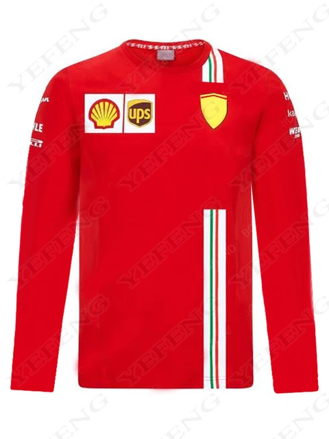 

For Ferrari Racing F1 T-shirt Red Motorsport Team Summer Quick-Dry Breathable Long-Sleeves Polyester Jersey Do Not Fade
