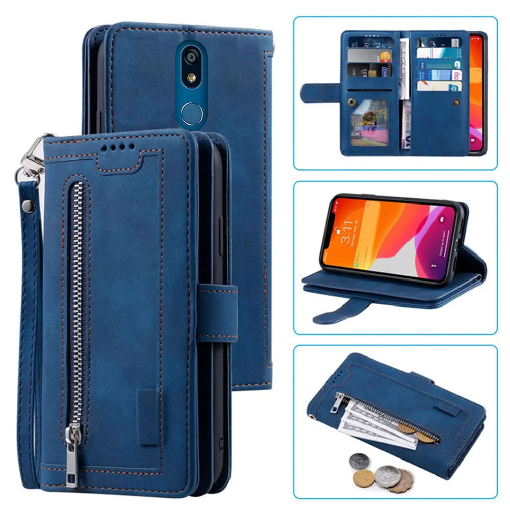 

9 Cards Wallet Case For LG K40 Case Card Slot Zipper Flip Folio with Wrist Strap Carnival For LG K40 X420EM LM-X420EM Cover