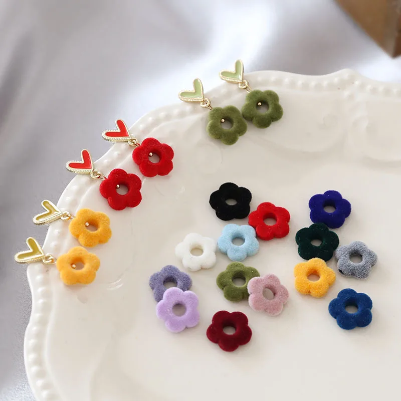 

10 шт. осень-зима винтажные перфорированные Цветочные бархатные перфорированные пятилепестковые самодельные Ювелирные серьги ручной работ...