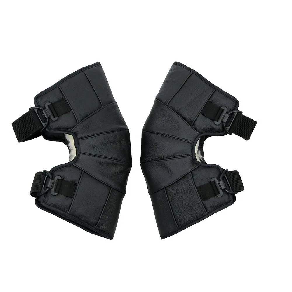 

Genuine Leather Winter Outdoor windproof Short Kneepads Keep Warm for Motorcycle ride warm knee