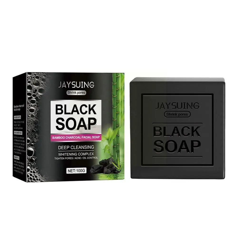 

100g Bamboo Charcoal Facial Cleansing Soap Black Head Whitening Natural Cleaning Organic Skin Herbal Z1R8