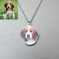 personalized photo necklace portrait your pet dog necklace pet lover gift engrave animal name necklace memorial gift for her