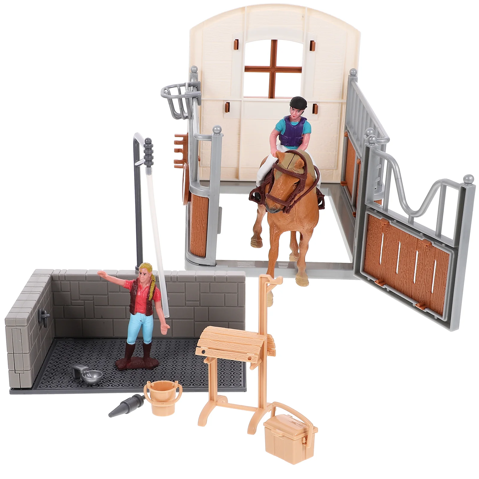 

DIY Miniature Stable Kit Statues Toy Set Imaginative Play Horse Plastic House