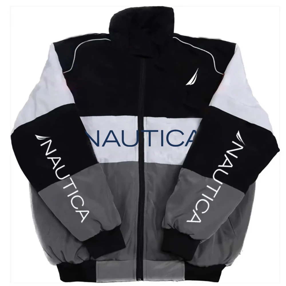 Фото Стеганая куртка NAUTICA в стиле колор-блок, тренч с воротником-стойкой, винтажная уличная одежда, модная спортивная куртка для мужчин и женщин №2