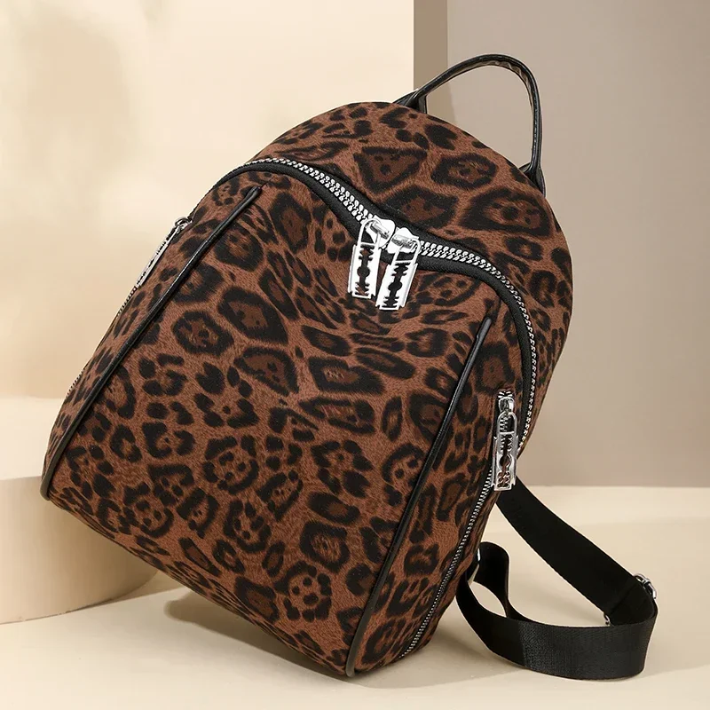 2024 высококачественный нейлоновый рюкзак с леопардовым принтом мягкая ручка