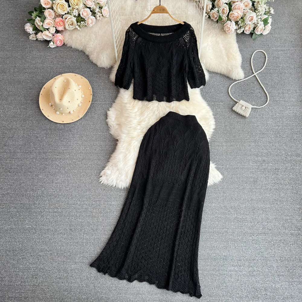 Универсальные женские летние комплекты Commyre Свободный пуловер с круглым вырезом