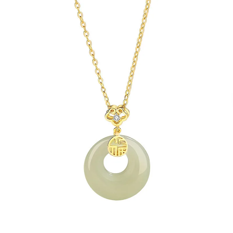 Meirui Mi Hetian нефритовое ожерелье с пряжкой мира легкое роскошное колье 2024 новое