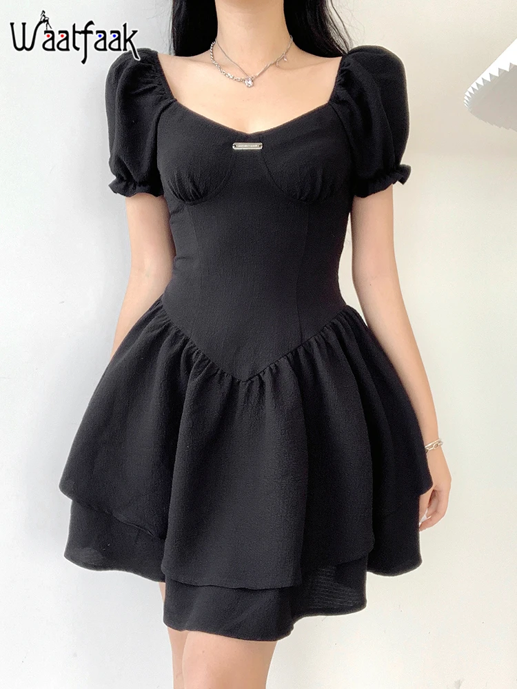 

Женское винтажное платье-корсет с завышенной талией, трапециевидной формы и пышными рукавами