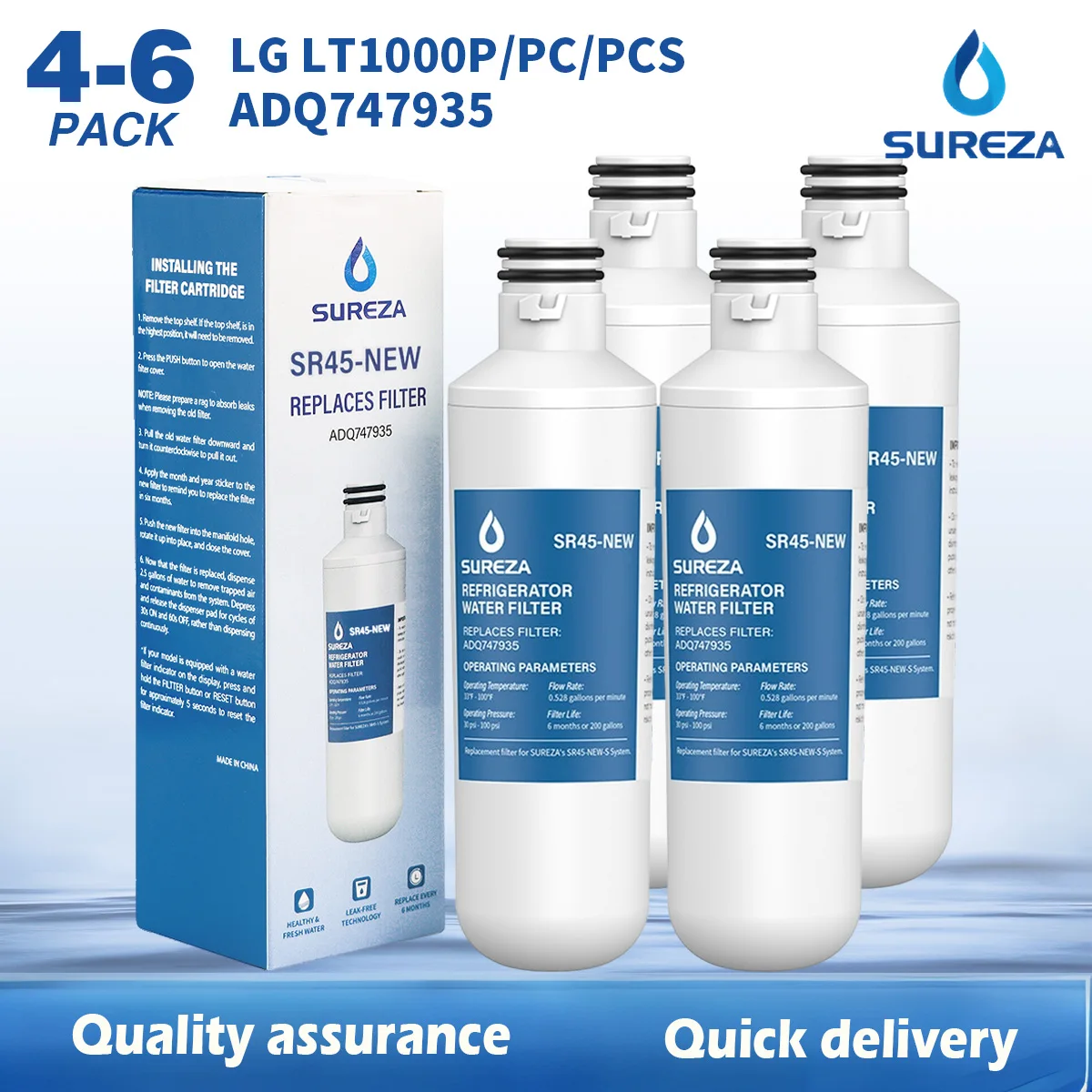 Сменный фильтр для воды LT1000P холодильника LG совместимый с LT1000PC LT1000PCS ADQ74793501 MDJ64844601