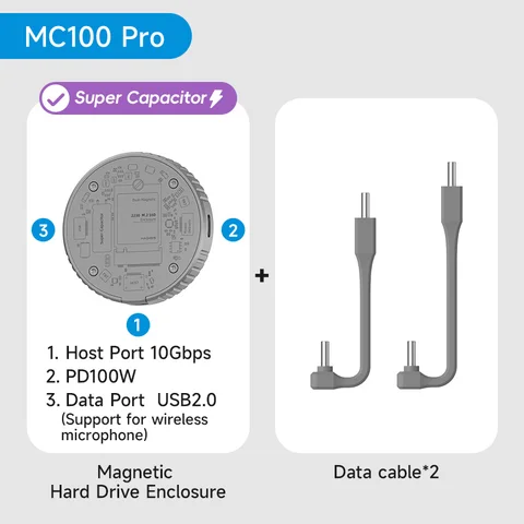 Magnetic M.2 2230 NVMe SSD Enclosure Magsafe SSD Case USB C 3.2 Gen2 to NVMe PCI-E для iPhone 16 Pro Max ProRes MacBook