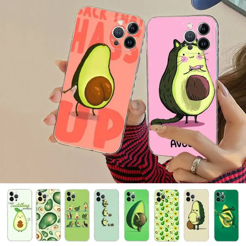 

YNDFCNB Cartoon lovely avocado Phone Case For iPhone 14 13 12 Mini 11 Pro XS Max X XR SE 6 7 8 Plus Soft Silicone Cover