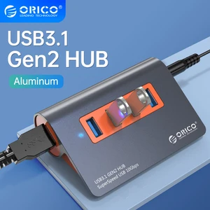 Концентратор ORICO USB3.1 Gen2, 10 Гбитс, алюминиевый, usb-хаб с адаптером питания 12 В, OTG, разветвитель, USB, несколько портов, периферийное устройство для компьютера