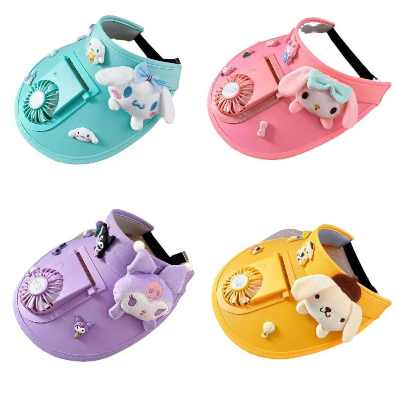 

Kawaii My Melody Cinnamoroll Kuromi летняя Солнцезащитная шляпа с УФ-защитой для детей и родителей аниме Sanrio милый женский солнцезащитный козырек с сердцем