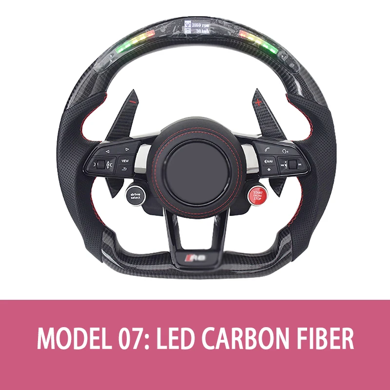 

2023 High Quality Black Carbon Fiber Steering Wheel for Audi A3 A4 A5 R8 RS3 RS5 Q7