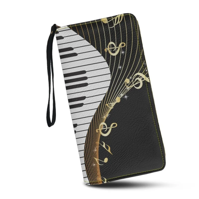 Belidome Womens Wristlet Wallet Piano Keyboard Music Note RFID Blocking Leather Multi Credit Card Zip Around Clutch Travel Purse