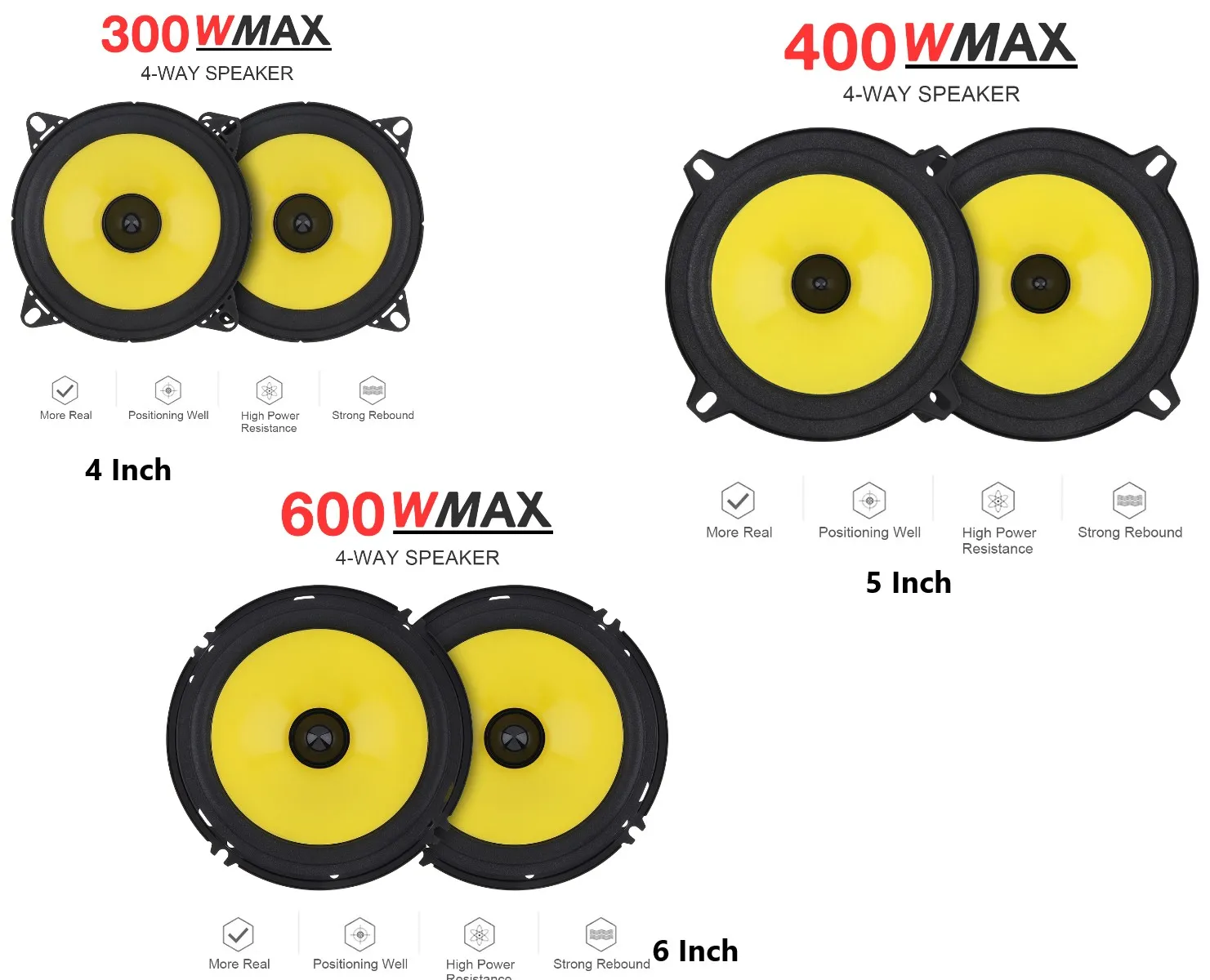 2pcs 4 / 5 / 6 Inch  600W Car Audio Speaker Universal Heavy Mid-bass Ultra-thin Modified Speaker Non-destructive Installation